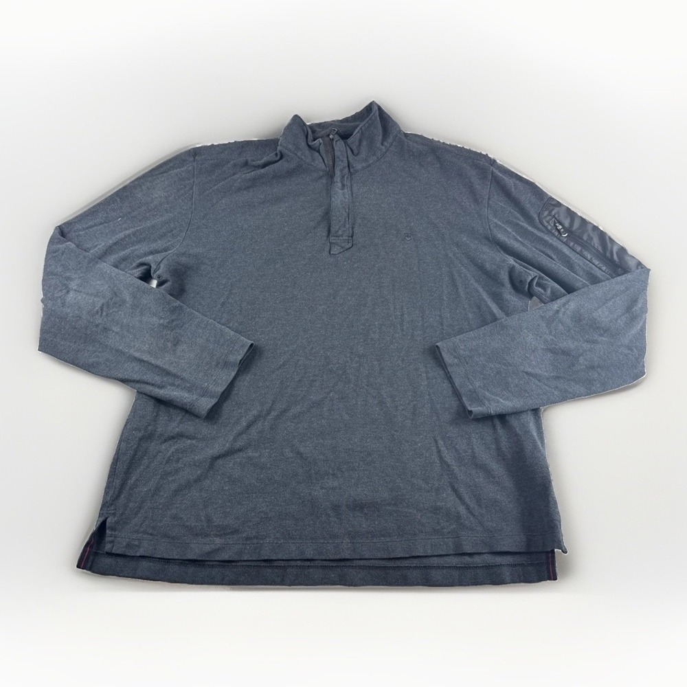 Victorinox Pullover Mens XL Gray 1/4 Zip Tailored Fit Zip Pocket Sweatshirt READ